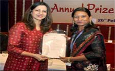 Mrs. Vidaya Kamble receiving First Prizes in two Inter School Teachers Competitions 2019-20