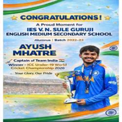 AYUSH MHATRE Captain of Team India Under 19
